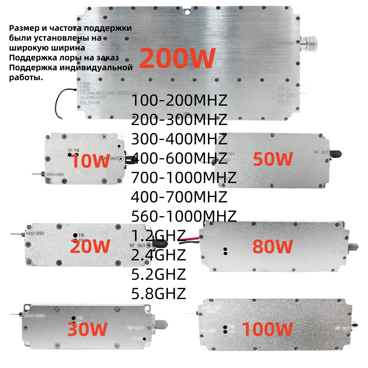 

50w 433M 800M 900M 1.2G 1.5G 2.4G Drone Module Power Amplifier For Protect Air Area System FPV UAV