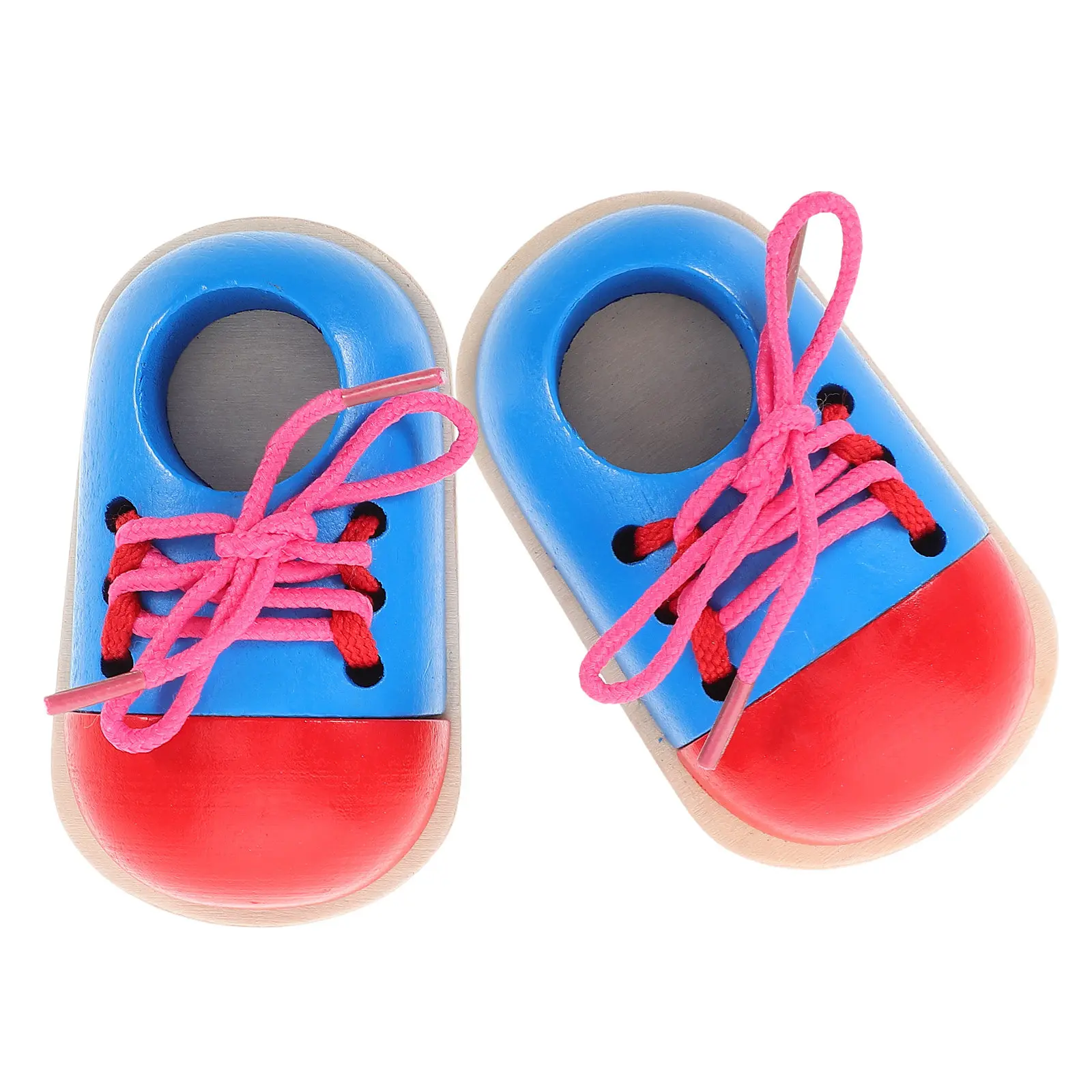 

2Pcs Wooden Shoe Lacing Educational Set for Preschoolers Fine Motor Skill Development Shoelace Tying Practice Early Learning