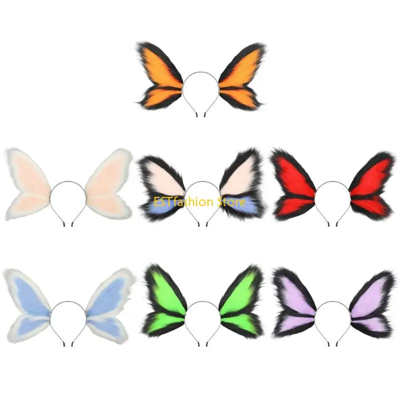 

Y5GC Fairies Elf Butterfly Animal Ear Hairband Adjustable Costume Accessory For Roleplay Halloween Parties Gathering Dressingup