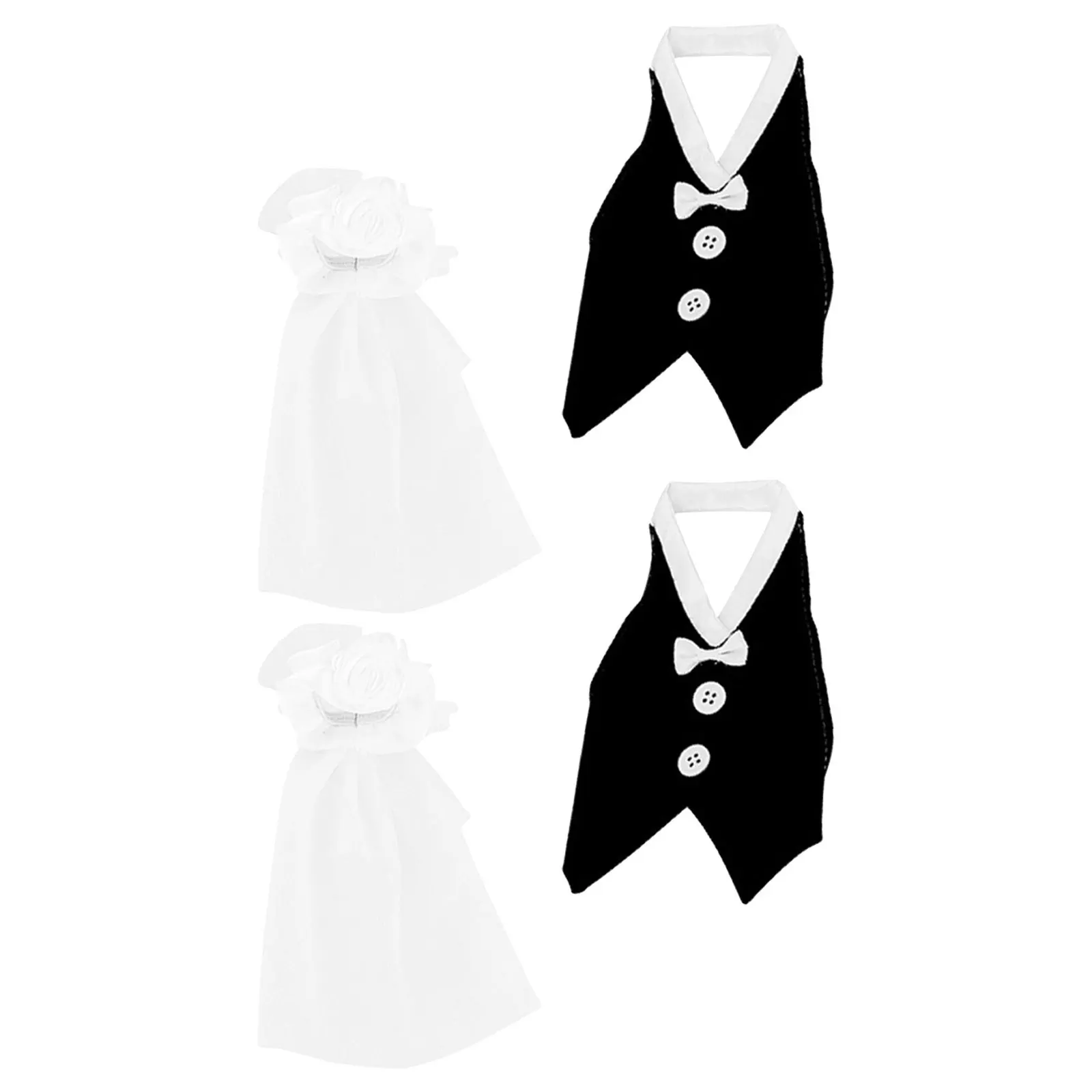 

2Sets Wedding Wine Bottle Covers Elegant Bride Groom Tuxedo Dress Decorations for Romantic Celebrations Engagement Parties