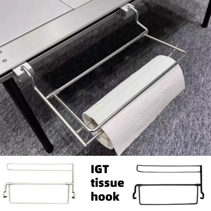 

IGT Table Side Tissue Hook Stainless Steel Silver/Black Tissue Hanger IGT Table Accessories Lightweight Camping Equipment