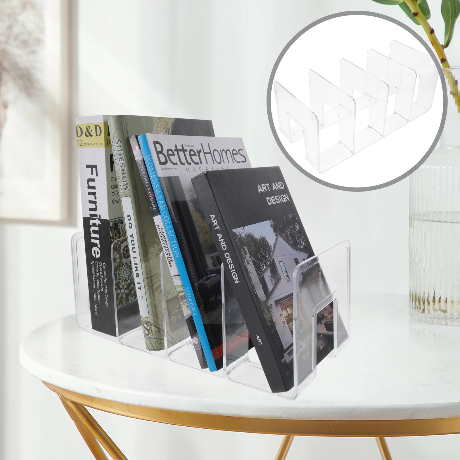 Thick Acrylic Transparent Bookend Organizer Desktop Divider Bookshelf Accessories for Study Office Library Files