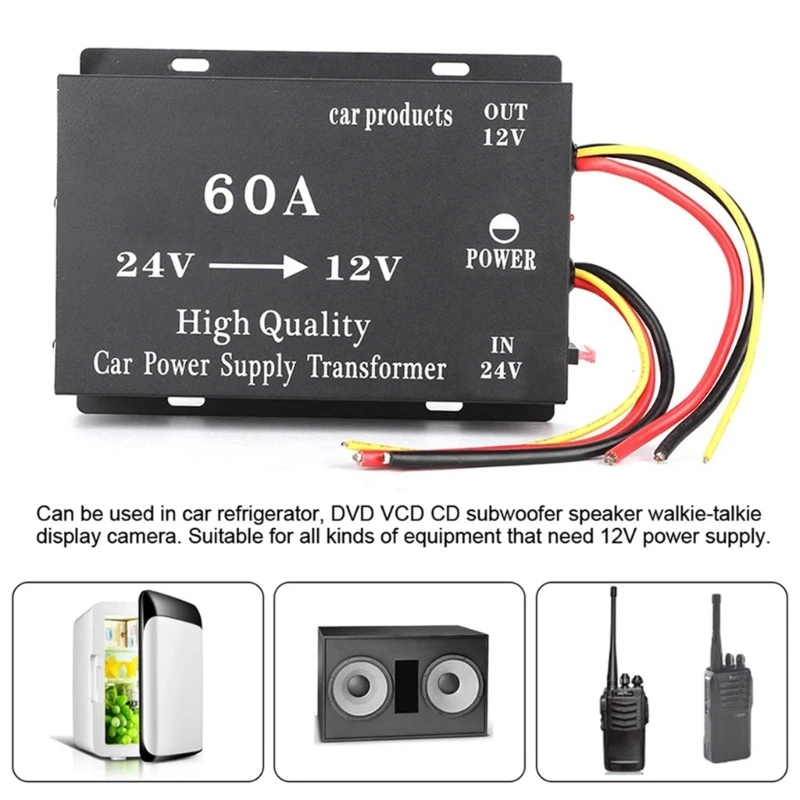 24V To 12V 60A Converter High Power Vehicle Power Supply Reducer Automatic Protections Compatible For Truck Dropshipping