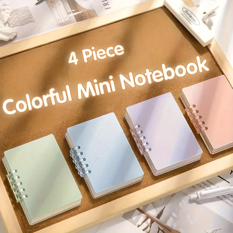 4pcs/set A7 Portable Pocket Notebooks 80 Sheets Binder Loose-Leaf Square Notepad Inner Page Memo Pad Diary Book Gifts for Kids