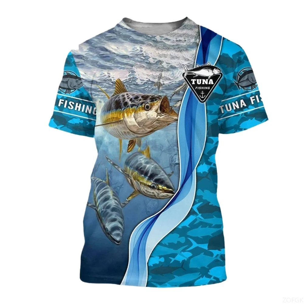 

Men's Pattern T-shirt with Fish Print Short Sleeved Shirt, Men's Fish Pattern T-shirt, Men's Summer Clothing Pattern T-shirt