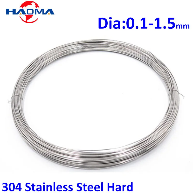 Hard 304 Stainless Steel Wire Single Strand Medium Hard Fine Wire Diameter 0.1mm 0.2mm 0.4mm 0.5mm 0.6mm 0.7mm 0.8mm 1.0mm 1.5mm