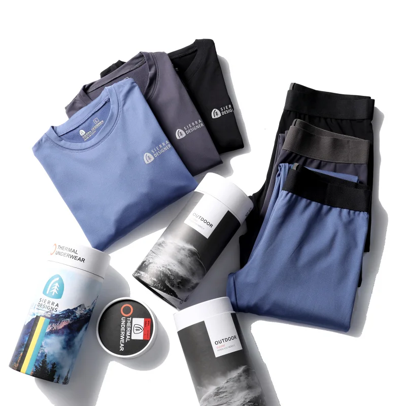 Men's Thermal Underwear Set Ultrine Fce Linen Large Elastici Warmth Storage Autumn Winter Home Clothes Small round Ne