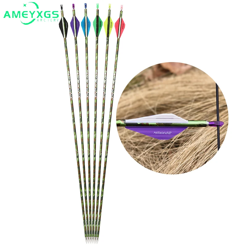 

Archery Pure Carbon Arrow 6/12PCS Spine 340 2.75inch Feather Pin Nock ID 6.2mm OD 7.4mm Straightness +/-0.006 Hunting Shooting