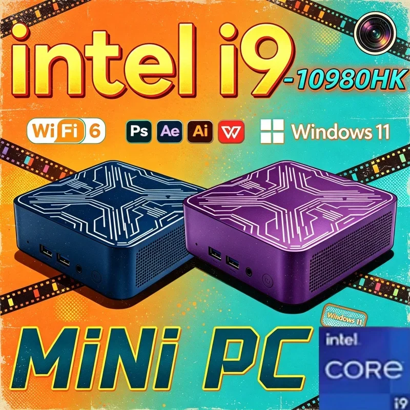 Vibrant MINI PC Intel Core I9 10980HK Windows 11 16GB RAM 1TB 2TB SSD WIFI 6 BT5.2 4K HD Mini Gaming Office Study Pc Fit