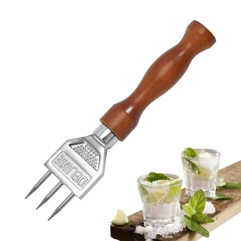 3 Pronged Ice Pick Stainless Steel Ice Crusher With Wood Handle Japanese Style Ice Chipper Ideal Ice Carving Tool For Bar Home