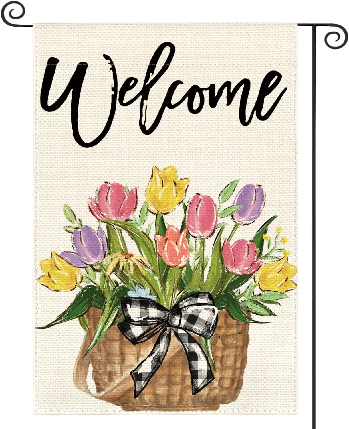 AVOIN colorlife Tulips Spring Garden Flag 12x18 Inch Double Sided Outside, Floral Welcome Yard Outdoor Flag