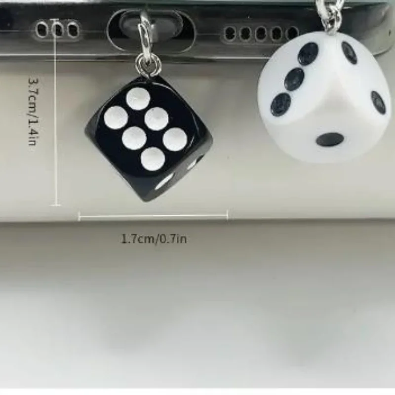 1Pc Creative Dice Design Dust Plug Black and White Mobile Phone Dustproof Charms Protective DIY Charging Port Phone Accesssory