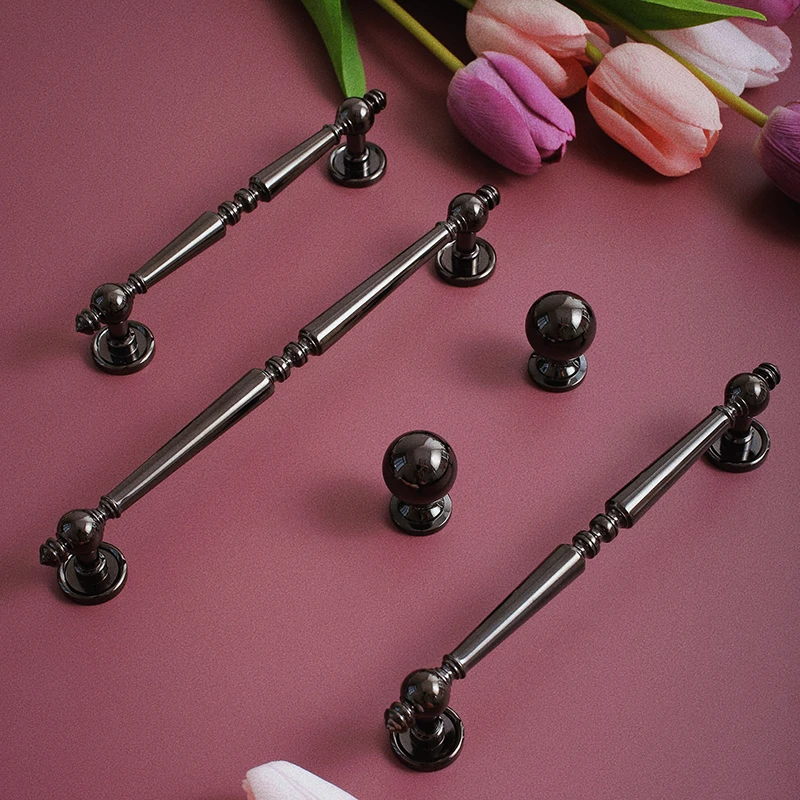 French Style /Solid Brass Dark Handle Cabinet Knobs Cupboard/Bathroom Handles Furniture Hardware Drawer Pull Kitchen Accessories