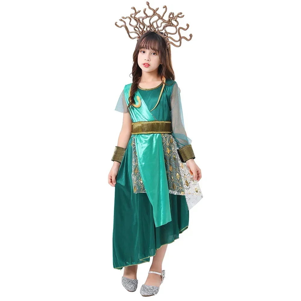 

2025halloweenChild Girl The Gorgon Medusa Ancient Greek Mythological Cosplay Princess Costume Kids Performance Fancy Dress Party