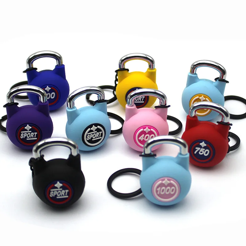 3D Kettlebell keychain for men PVC car key chain sports keychain key holder creative portachiavi chaveiro llaveros bag charm