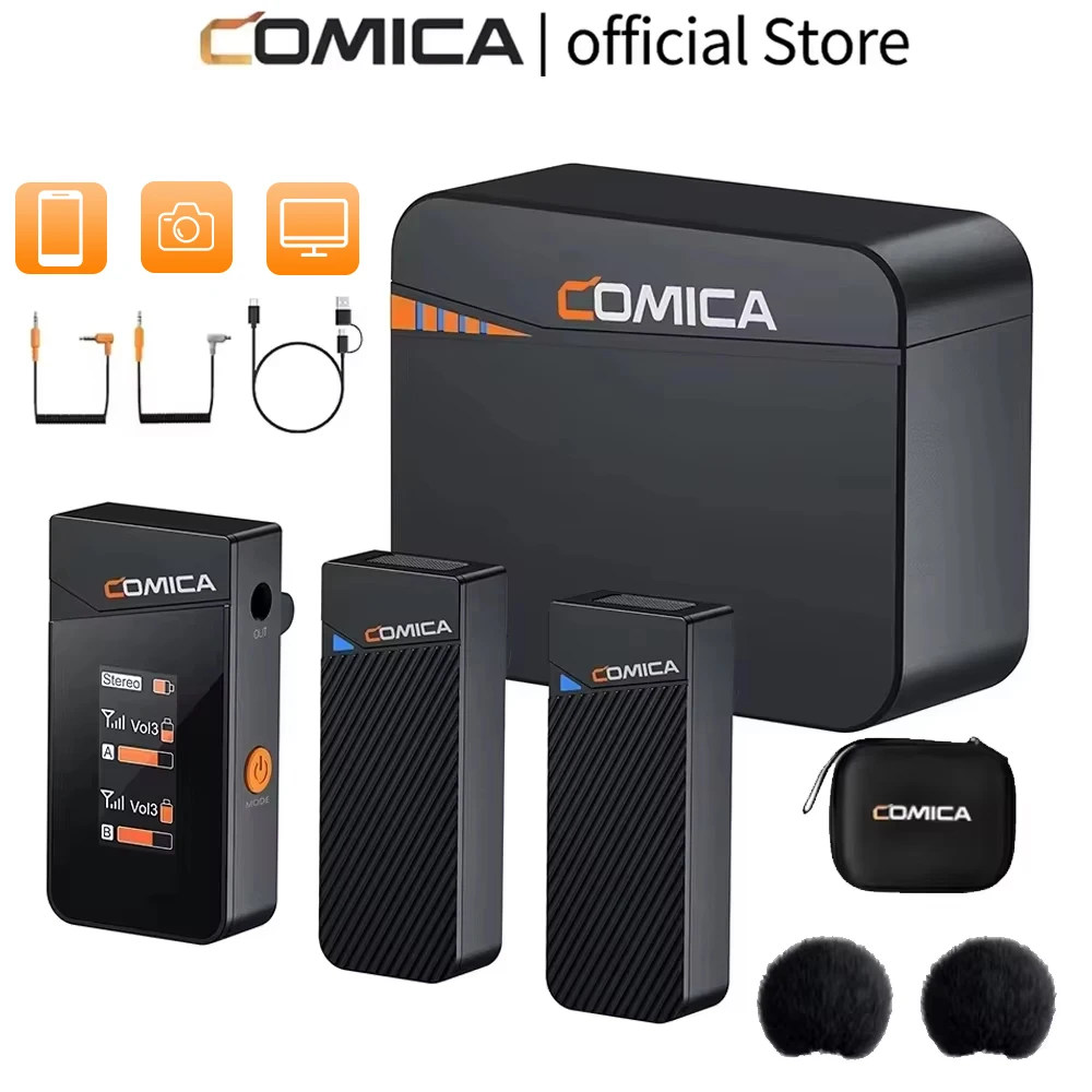 

COMICA Vimo C 2.4G Wireless Lavalier Microphone with Charging Case,Lapel Mic for Camera Smartphone Podcast Interview Vlog