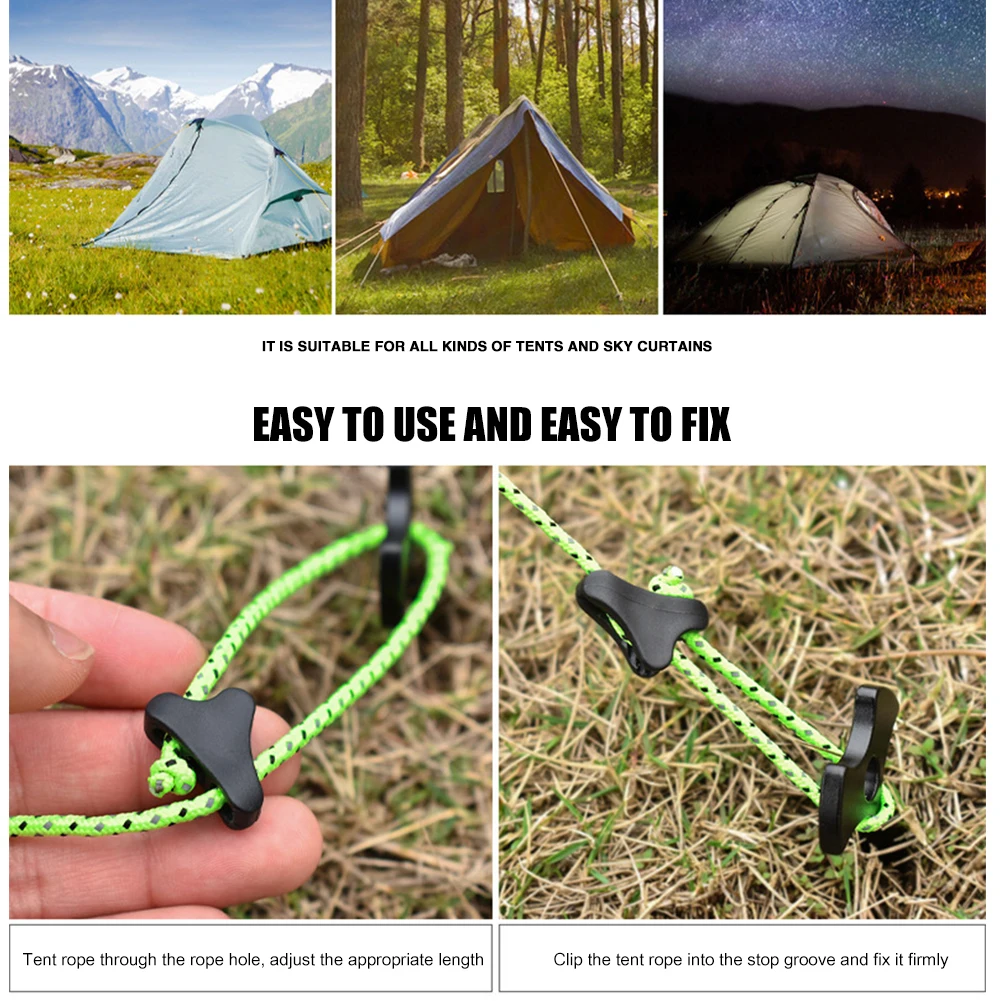 

Outdoor Camping Tent Rope Set Fastener Adjuster Non-Slip Hiking Rope Buckle Travelling Easy Carrying Portable Parts