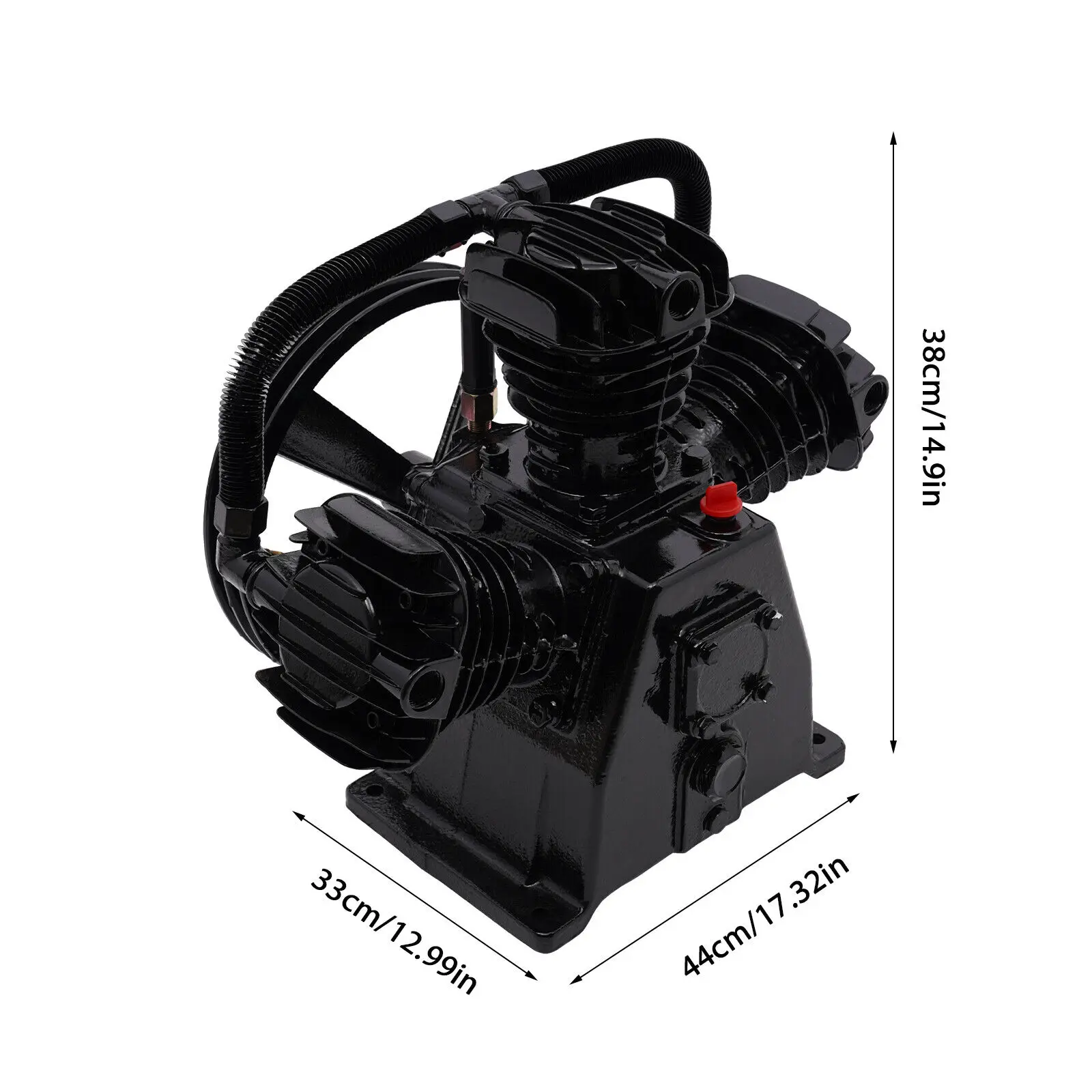5HP مضخة ضاغط الهواء أحادية المرحلة 3 اسطوانة مضمنة التوأم الحديد الزهر استبدال 12.7CFM للاستخدام الصناعي #3