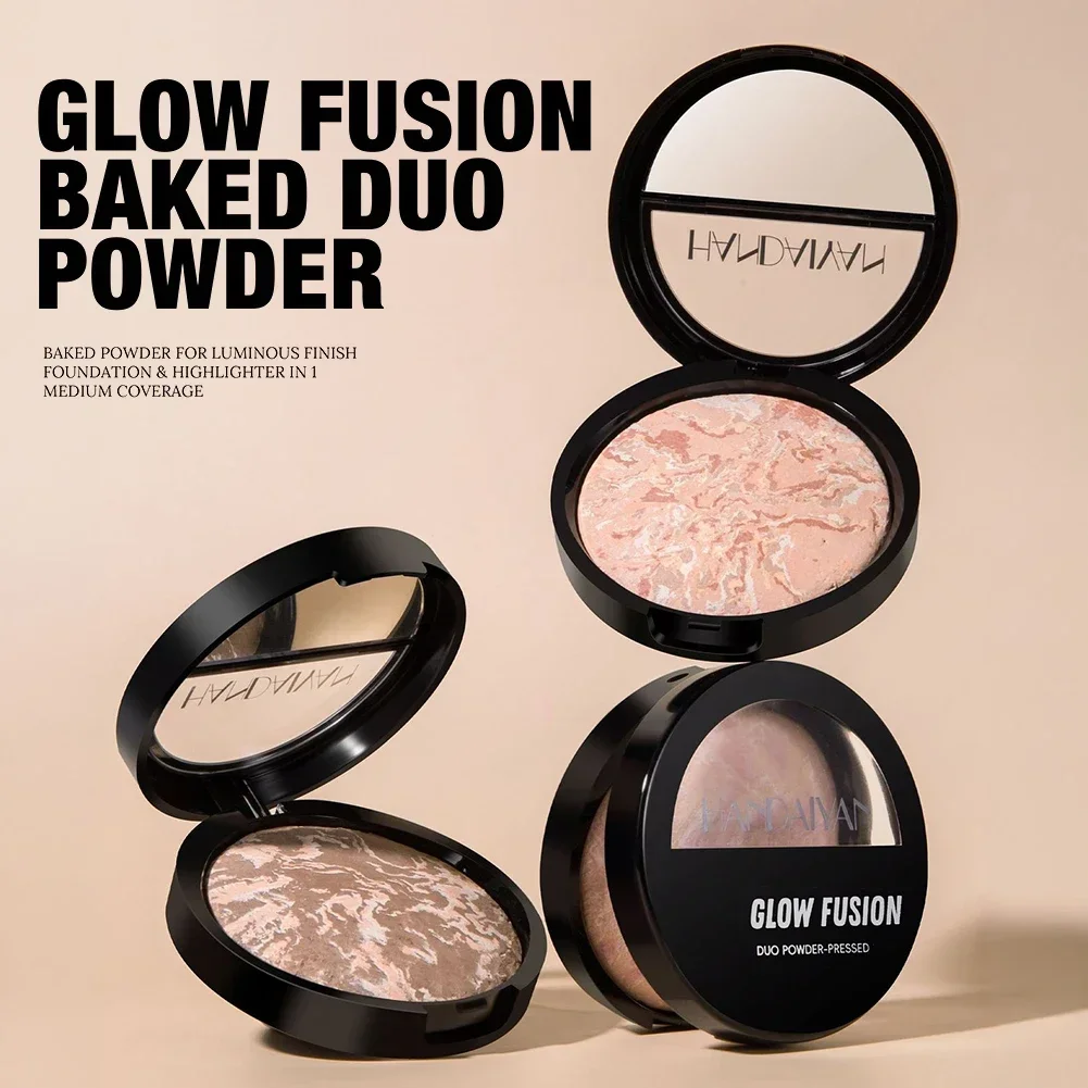 Finish Setting Powder Lasting Oil-control Marble Brightening Face Powder Compact Foundation Makeup