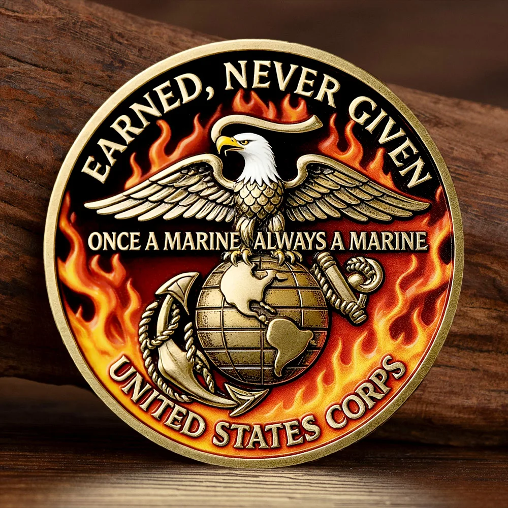 The New Marine Corps 2D Printed Collectible Coin 250th Anniversary of The United States Gold Plated Souvenir Coin
