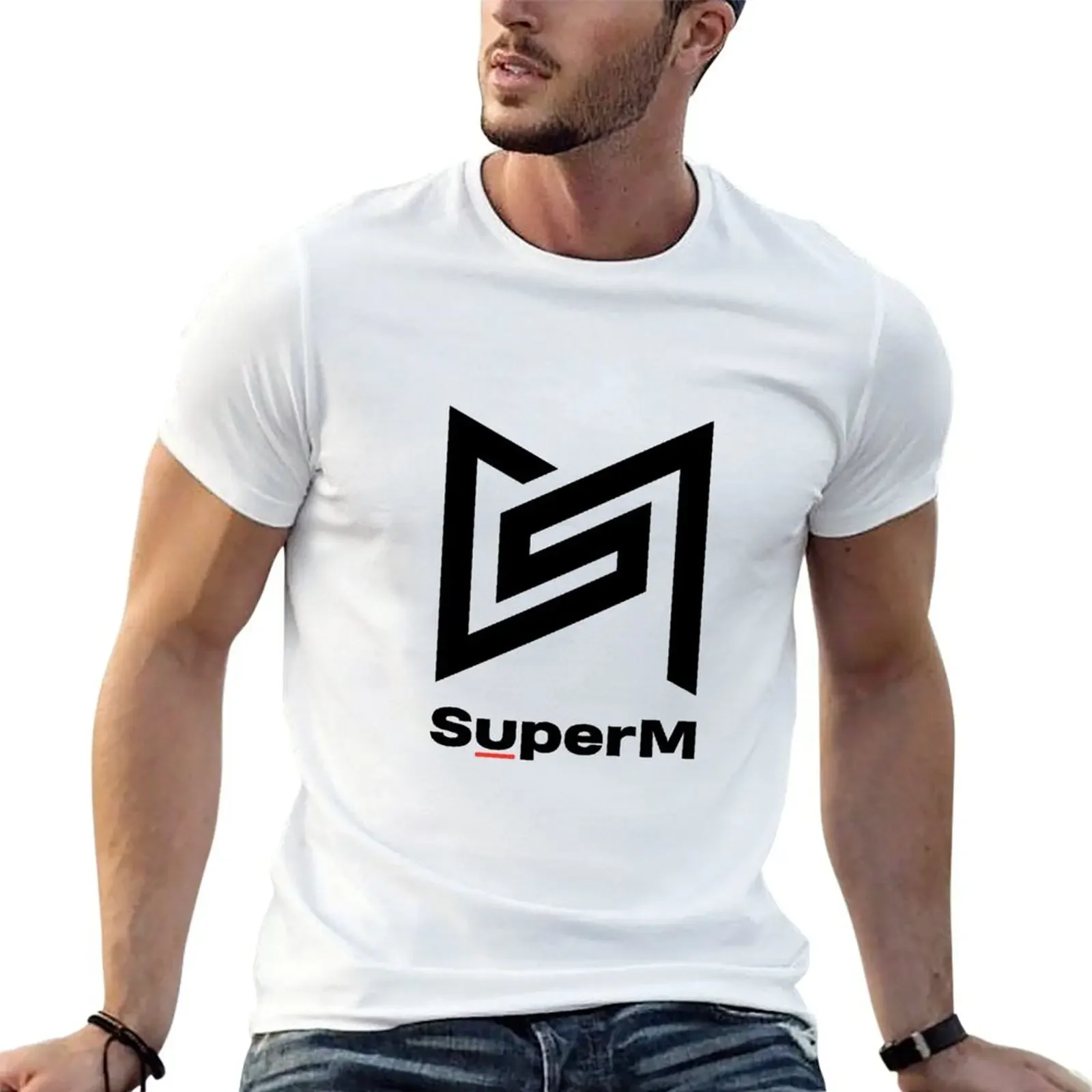 super m kpop logo T-Shirt Clothing anime tshirt quick drying boys animal print designer t shirt men