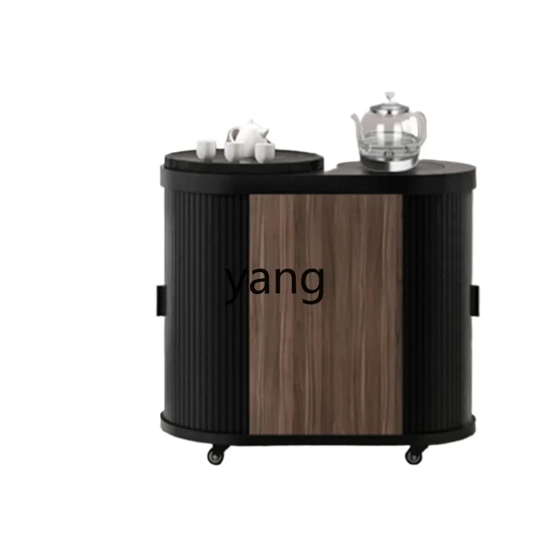 

LH solid wood mobile tea table household with wheel Wujinshi tea table set automatic kettle tea cabinet