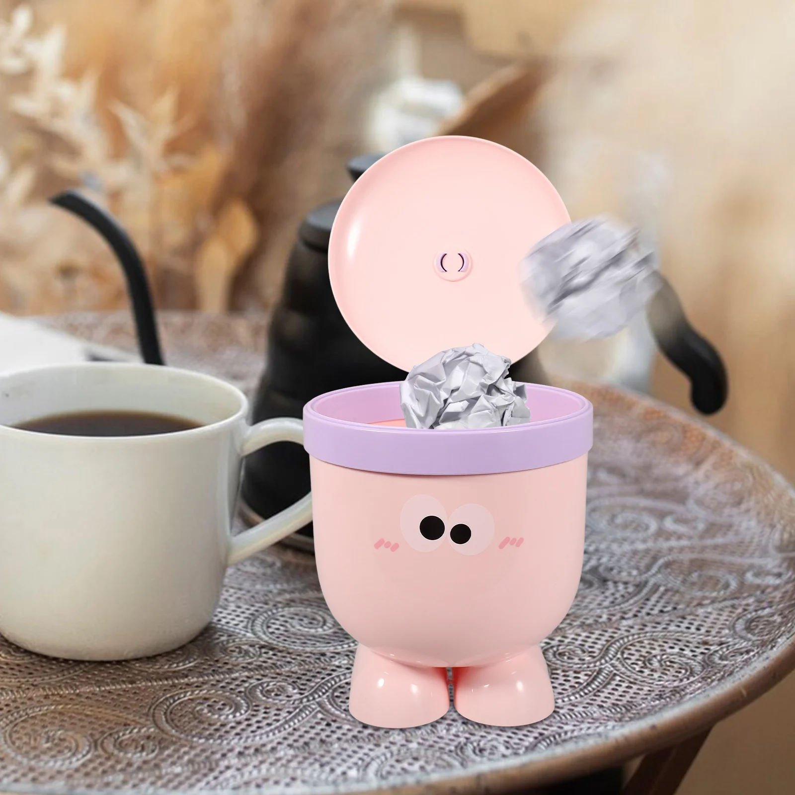 

Trash Can with Lid Clear Covered Bedroom Black Small Diaper Cat Litter Bathroom Wastebasket Garbage
