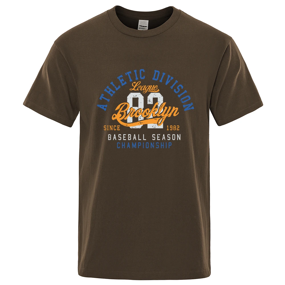 Athletic Division League 82 Brooklyn Baseball Season T-Shirt Men Clothes Summer Loose Tee Cotton Casual Tshirt Oversize T Shirts