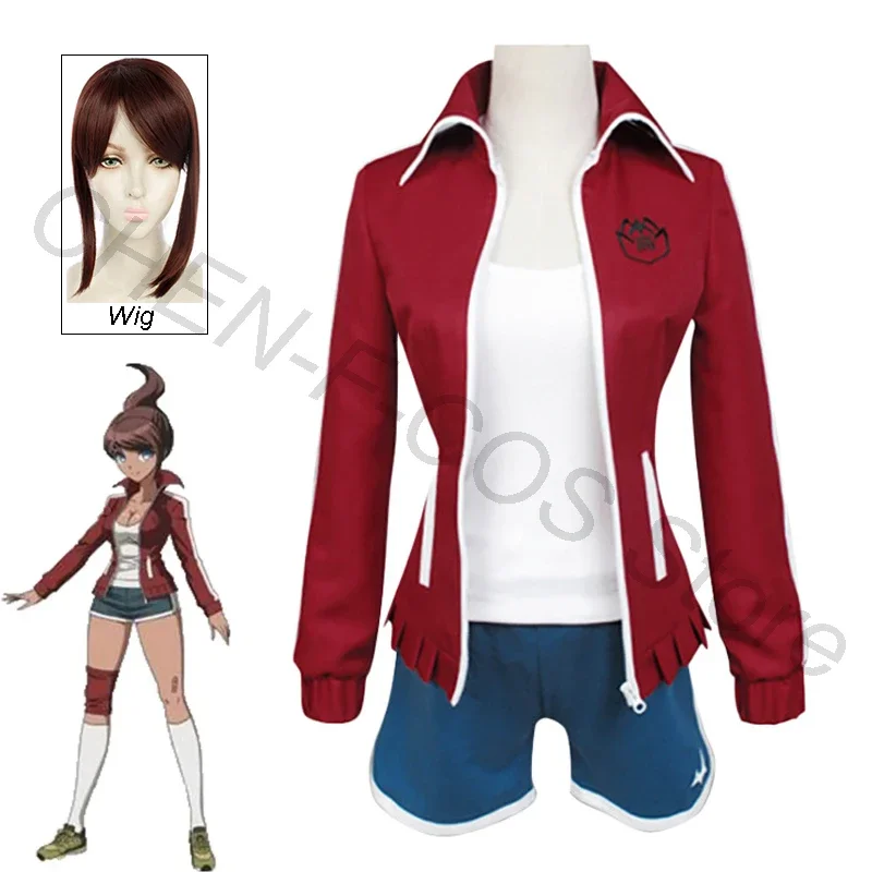 Danganronpa Asahina Aoi Cosplay Costume Wig Jacket Holder Top Anime Role Play Uniform Halloween Christmas Carnival Full Set