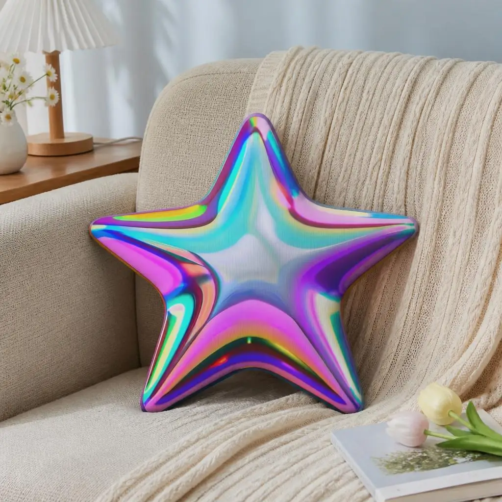 Inspect New Holographic Star Plush Pillow Cushion Irregular Stuffed Throw Pillow Home Decor Gift Sofa Bed Couch