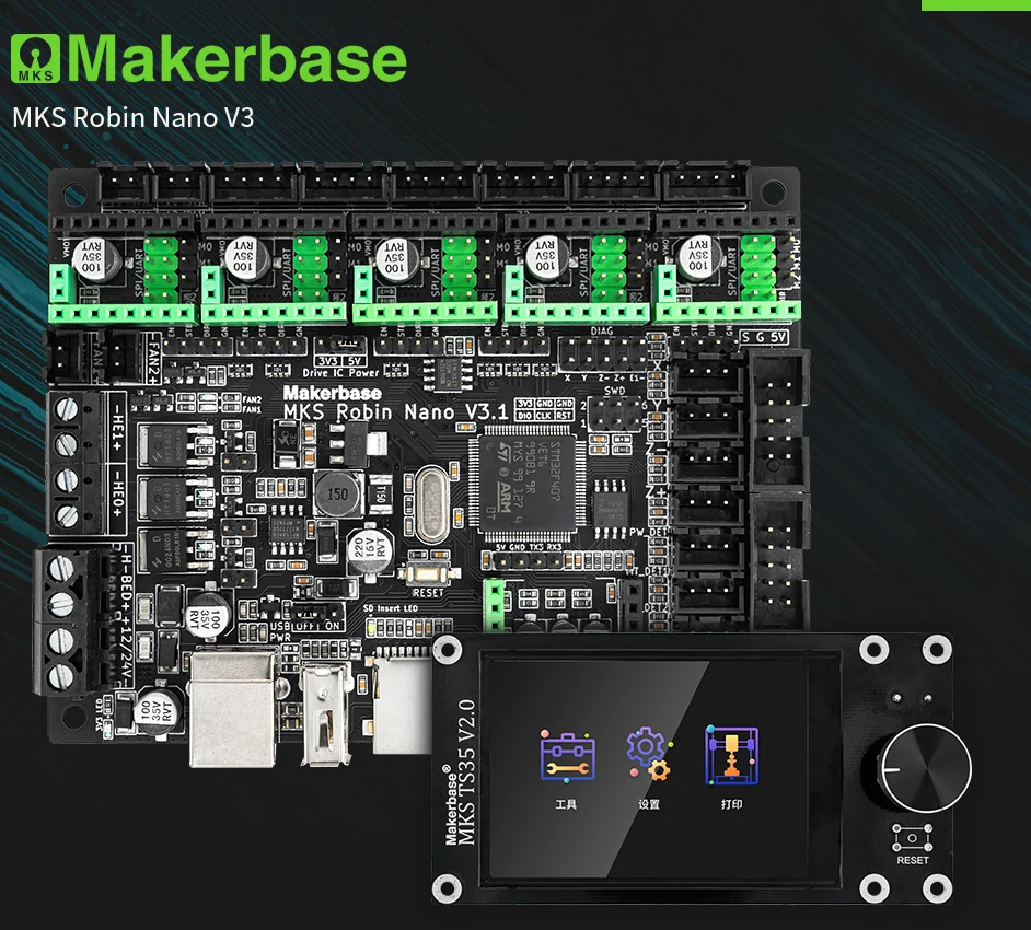 Imagem -04 - Mks Robin Nano Cartão de Controle Tela Ts35 Esp8266 Monitor Wifi 32 Bit 168mhz F407 Peças de Impressora 3d Nano v3