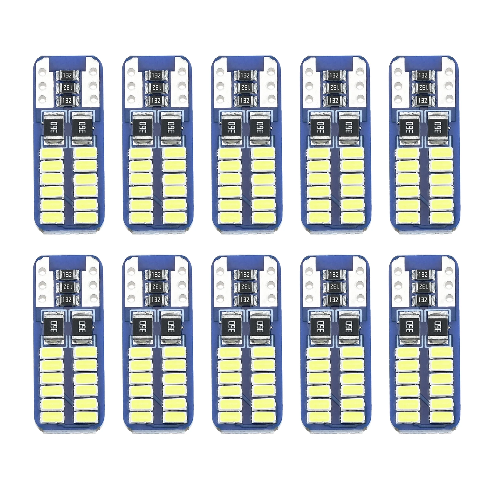 

10Pcs Car Light Source Bulbs LED T10 3014 24smd LED Bulbs Super Bright White LEDs for Car Position Light License Plate Light