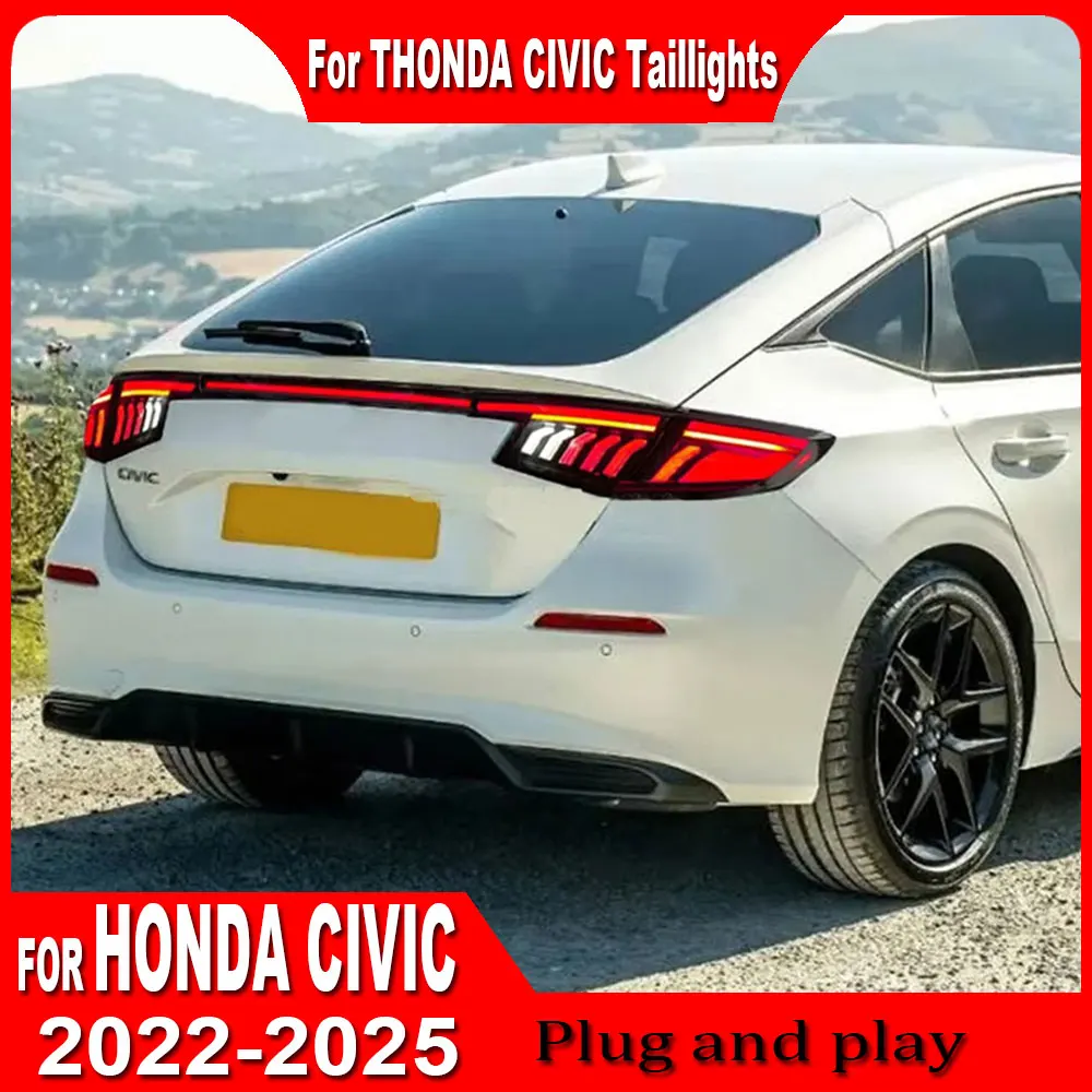 

Автомобильные задние фонари для Honda Civic Hatchback 2022 2023 2024 2025 задний фонарь DRL динамический указатель поворота задний тормоз задние фонари багажника