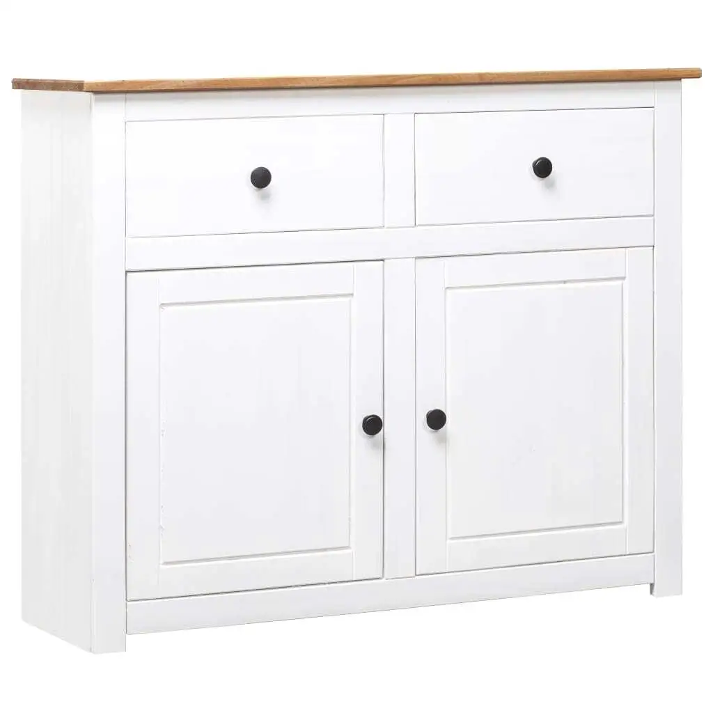 Panama Range White Sideboard - Solid Pinewood, 36.6x15.7x31.5 Inch Storage Cabinet