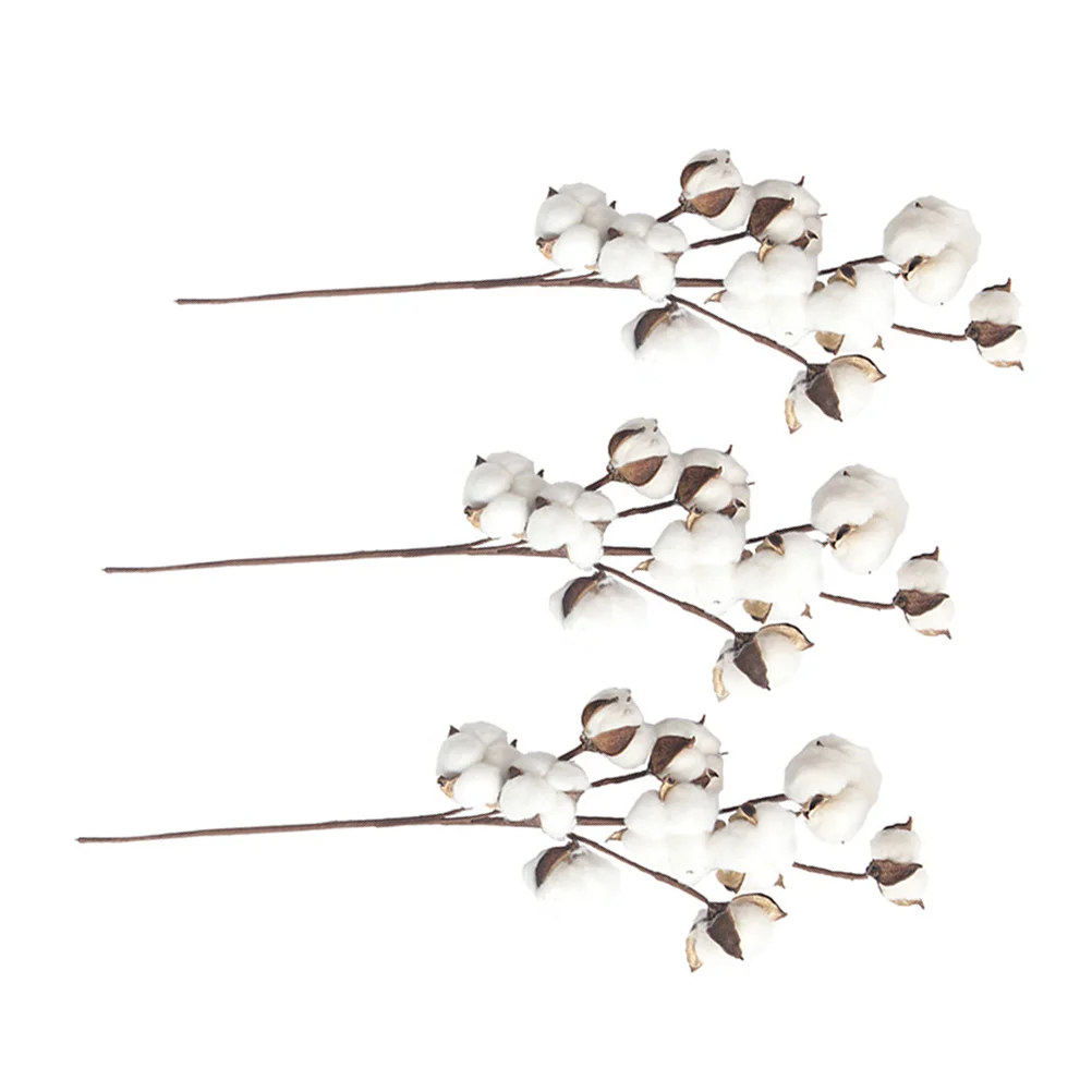 

10 Heads Dried Cotton Stems Handmade Artificial Simulated Flower Farmhouse Style Decor Bendable Floral Arrangement for Home