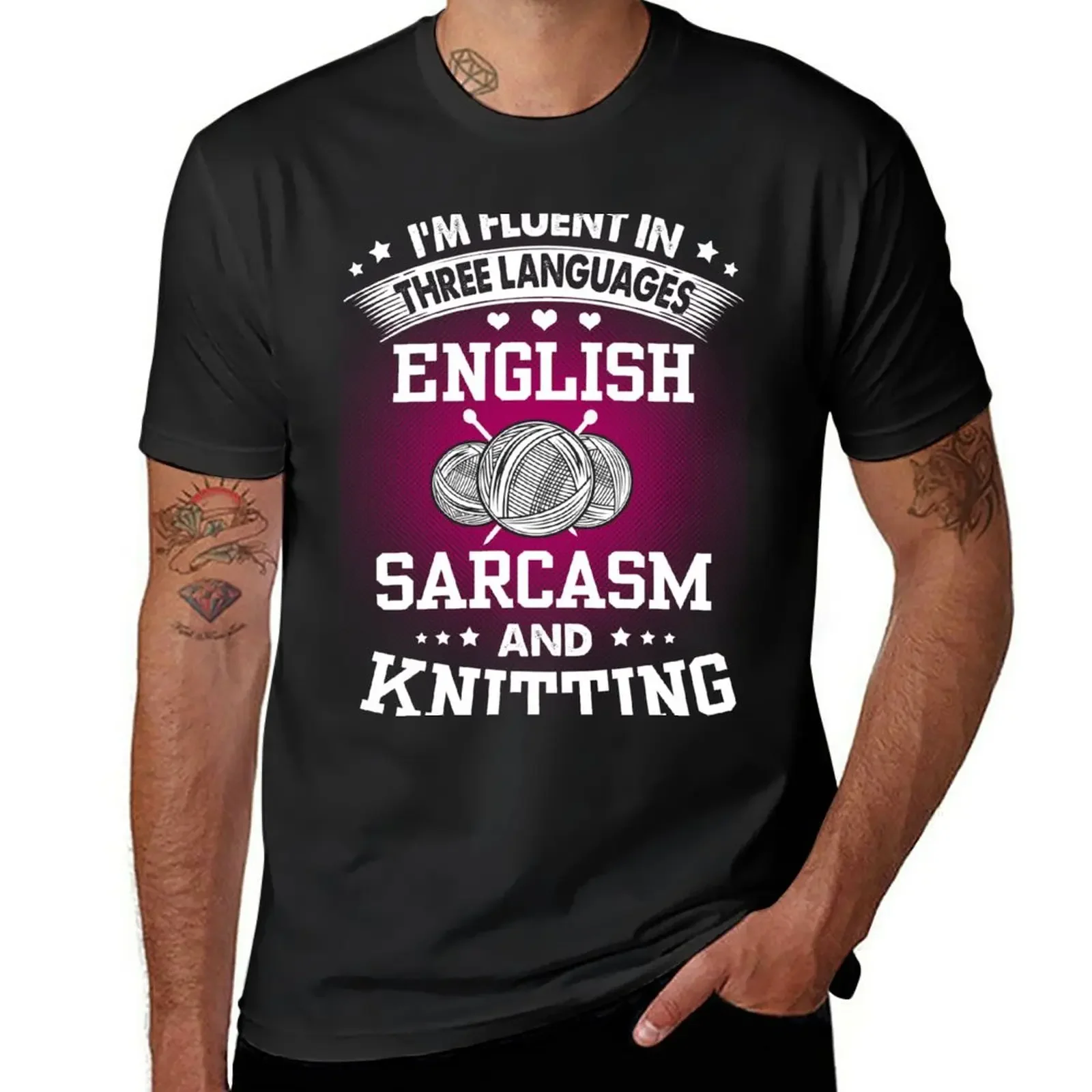 English, Sarcasm And Knitting T-Shirt summer tops new edition mens graphic t-shirts pack