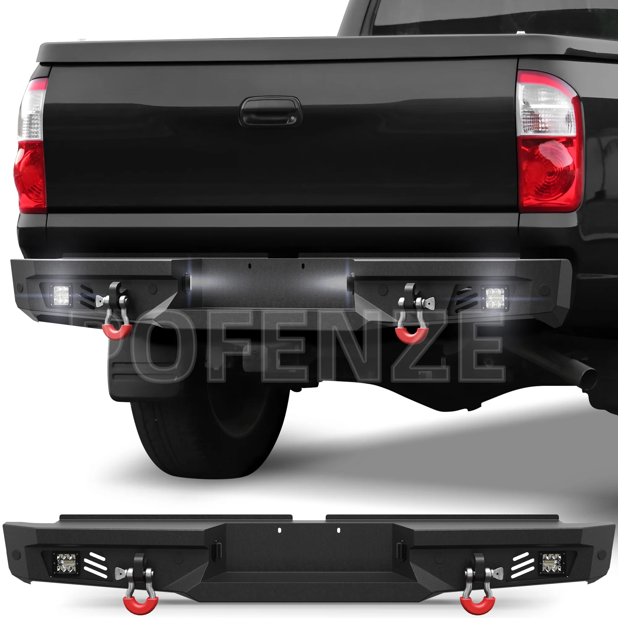 المصد الخلفي لـ Tundra 2000-2006، ممتص الصدمات للطرق الوعرة بعرض كامل مع لوحة خطوة، ضوء، حلقات على شكل حرف D، لوحة ترخيص، ملحقات الالتقاط #1