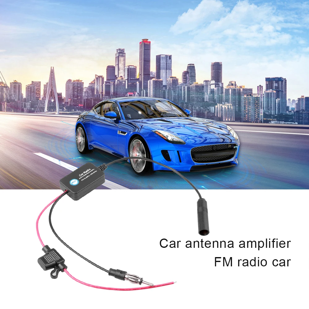 Universal 12V Car Automobile FM AM Radio Signal Amplifier Aerial Antenna Auto FM Antenna Booster Windshield for Car Boat Marine