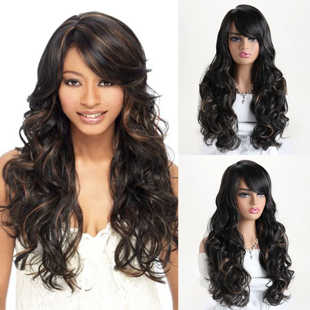 

European and American Women's Fashion Wigs - Realistic and Natural Synthetic Fiber Loose Long Curly Wig Cap