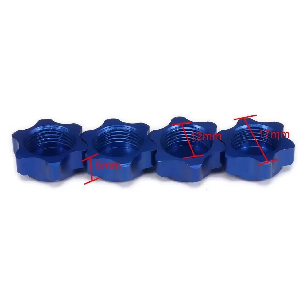 17mm Aluminum Wheel Hub Hex Nut with Fine Anti-Dust Cover for 1/8 Scale RC Hobby Car Buggy Truck Hop-Up Parts Compatible with HS