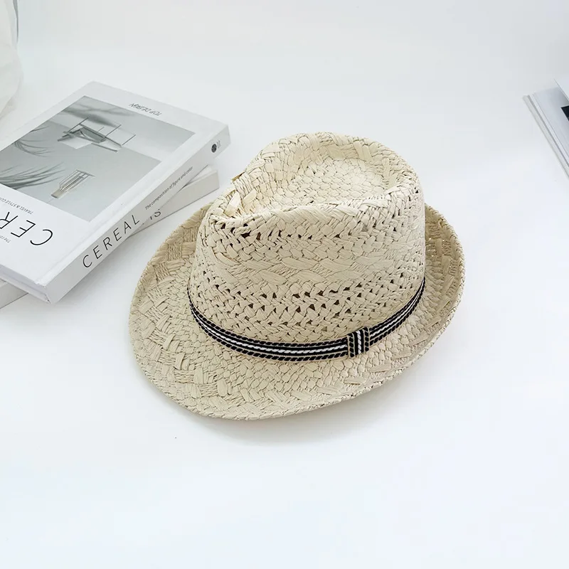 Golexury Women Fedoras Straw Hat Summer Parent-child Men British Jazz Hat Travel Sun Hat Outdoor Beach Panama Cap Wholesale