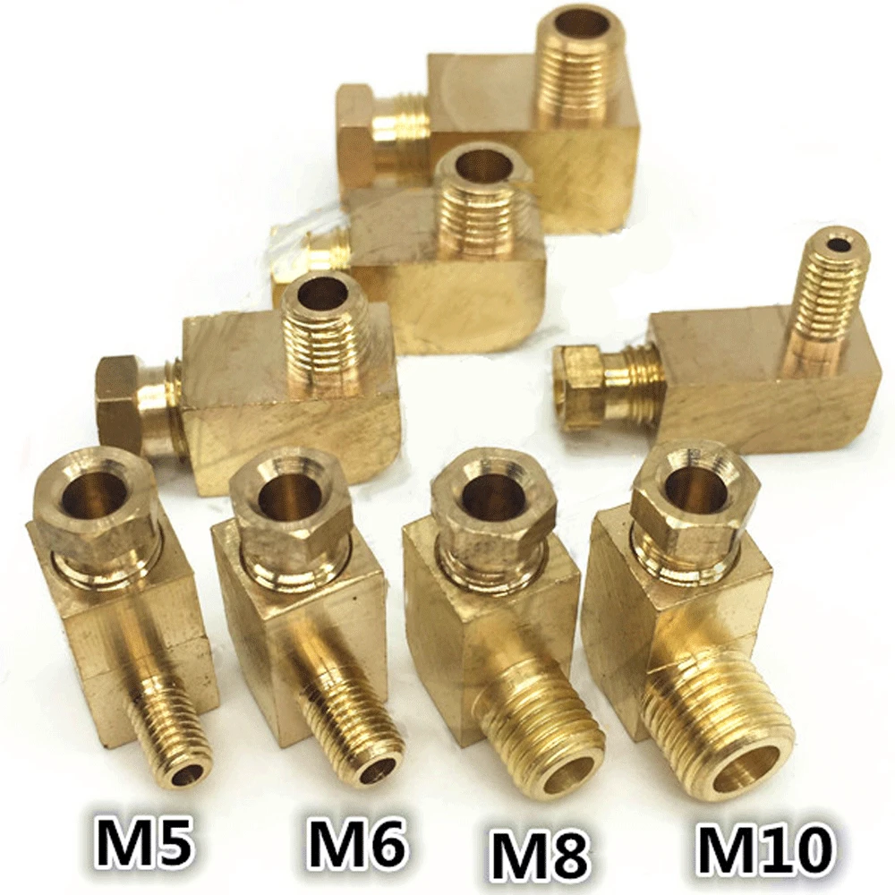 M4 M6 M8 M10 1/8" 1/4" BSP męski do 4 6 8mm kolanko rury kompresyjnej 90 stopni łącznik mosiężny łącznik rurowy olej smarowy