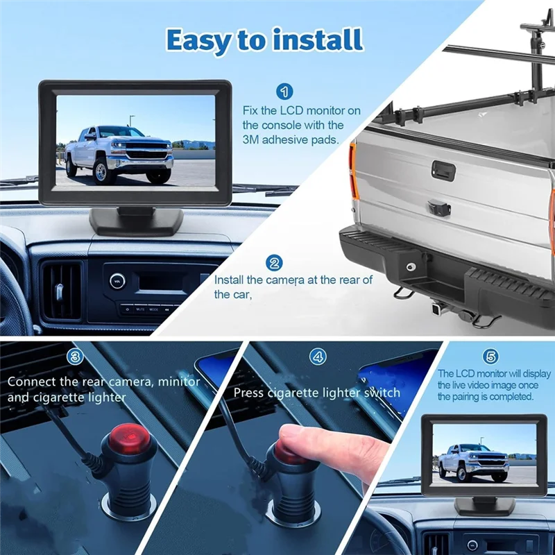 Exquisite Rear View Monitor With Backup Camera Backup Camera With 4.3 Inch Monitor Night Vision Waterproof Plug And Play