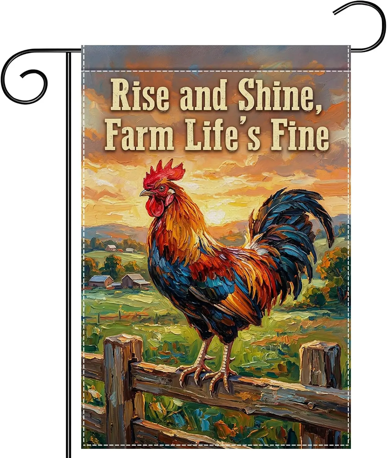 Rooster Garden Flag 12x18 Inch Double Sided Chicken Outside Spring Summer Rustic Yard Flag, Floral Outdoor Welcome Decor for llp