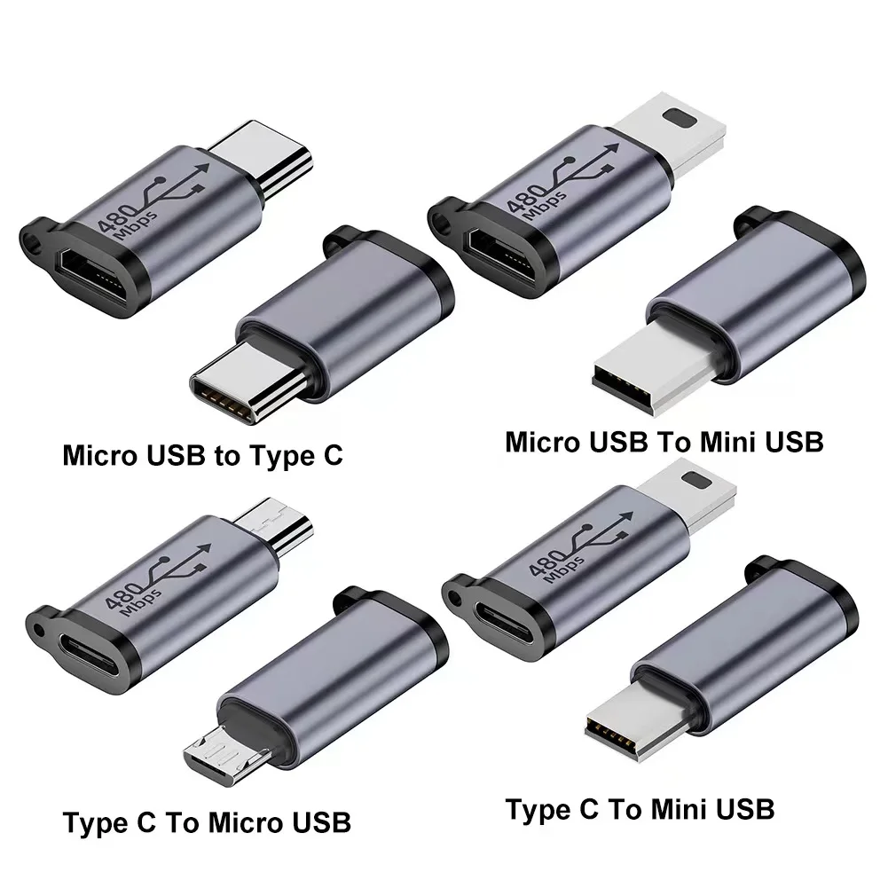 USB Type-C Adapter Type C To Lightning To Micro To Mini USB Female To Male Converters For Xiaomi Samsung Charger Data Cable