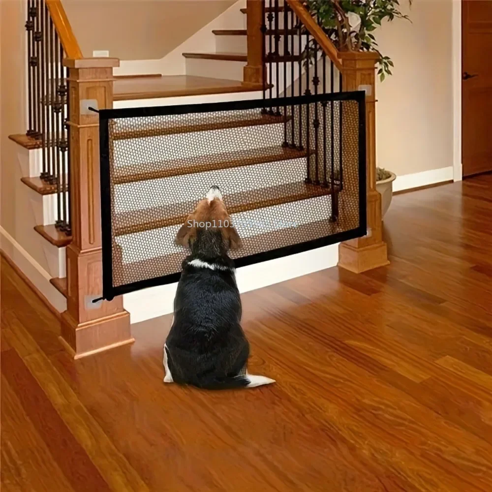 Pet Dog Barrier Fences With 4Pcs Hook Pet Isolated Network Stairs Gate New Folding Breathable Mesh Playpen For Dog Safety Fence