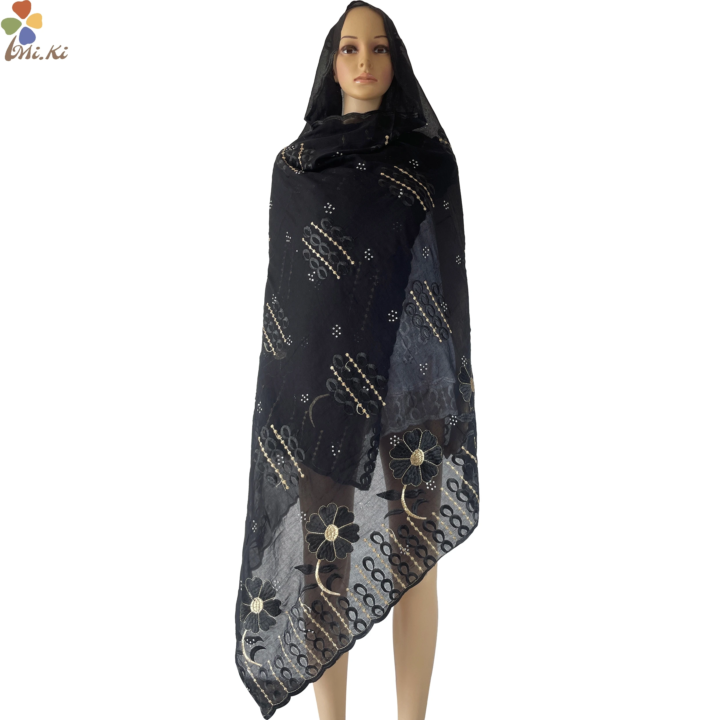 

High Quality Sale Latest African Women Scarf Cotton Embroidery Muslim Women Shawls Pray Islamic Hijab Scarf