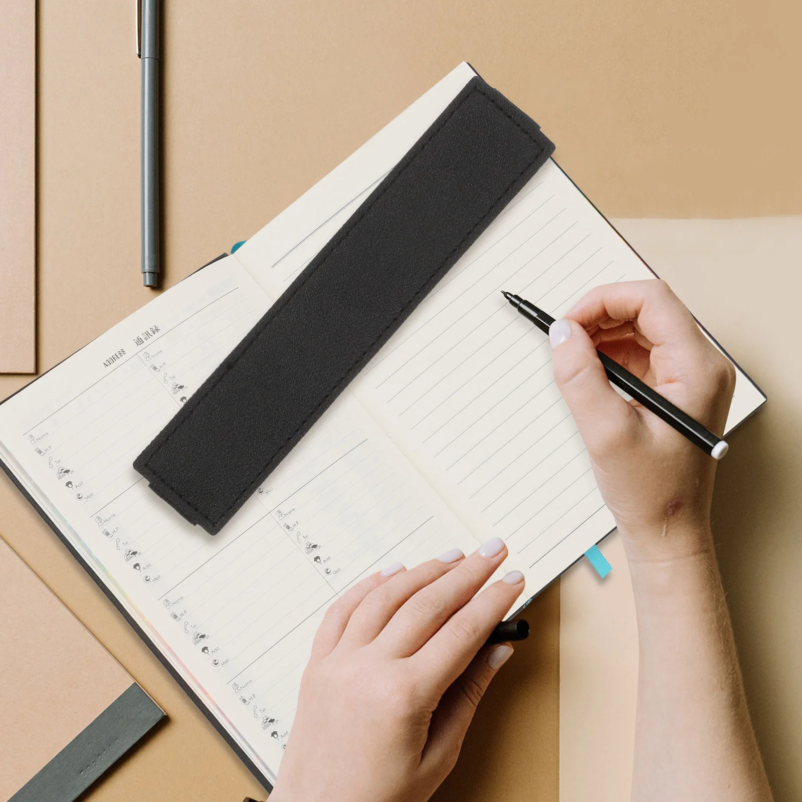 6-teiliger Buch-Stifthalter, elastische Tasche für Planer, Tablet, Tagebuch, Notebook