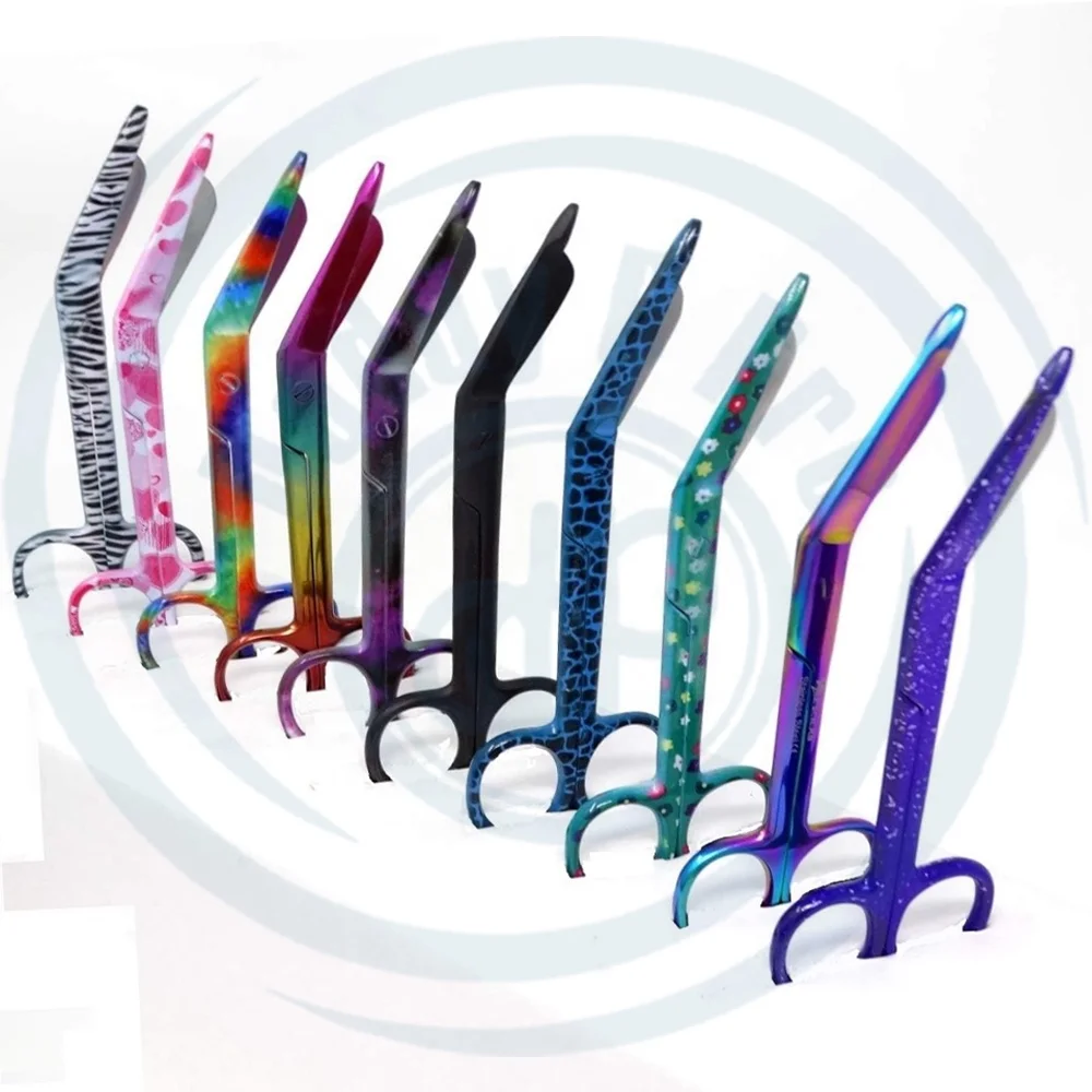 Set of 10 Assorted Pattern Nurse Doctor EMT Lister Bandage Scissors 5.5