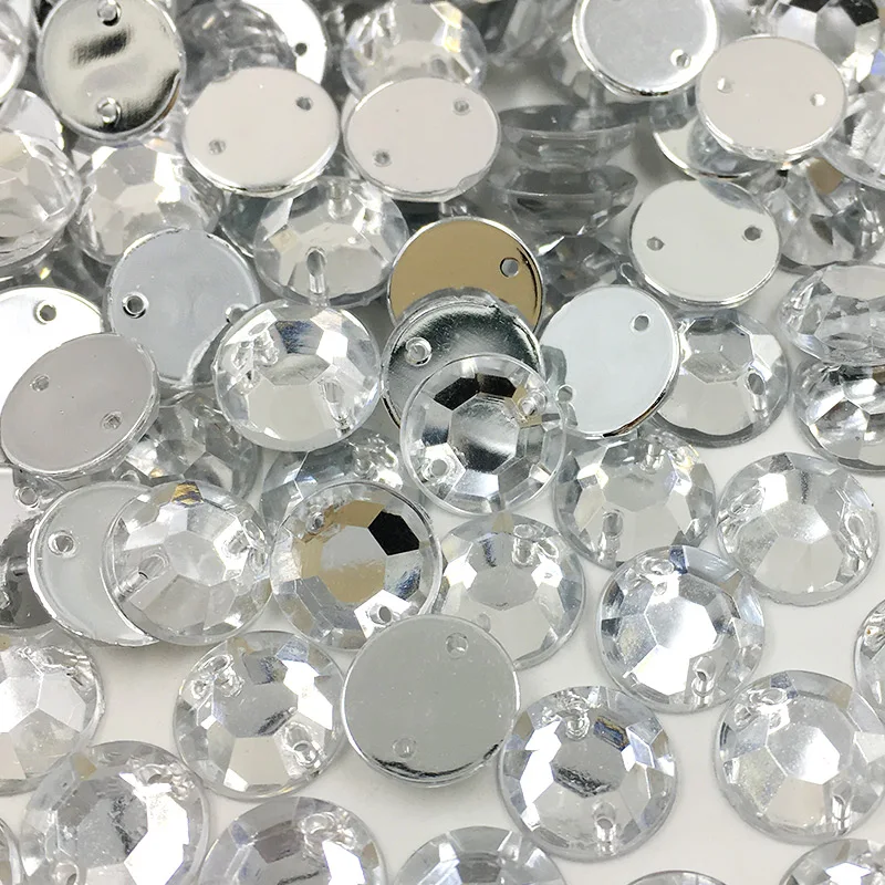 Junao 4 5 6 8 10 Millimetri Cucire su Trasparente Bianco Rhinestones di Cristallo di Flatback Rotondo Strass da Cucire Acrilico Cristalli Pietre per